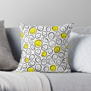Not so Smiley Throw Pillow by Cecilia Solari